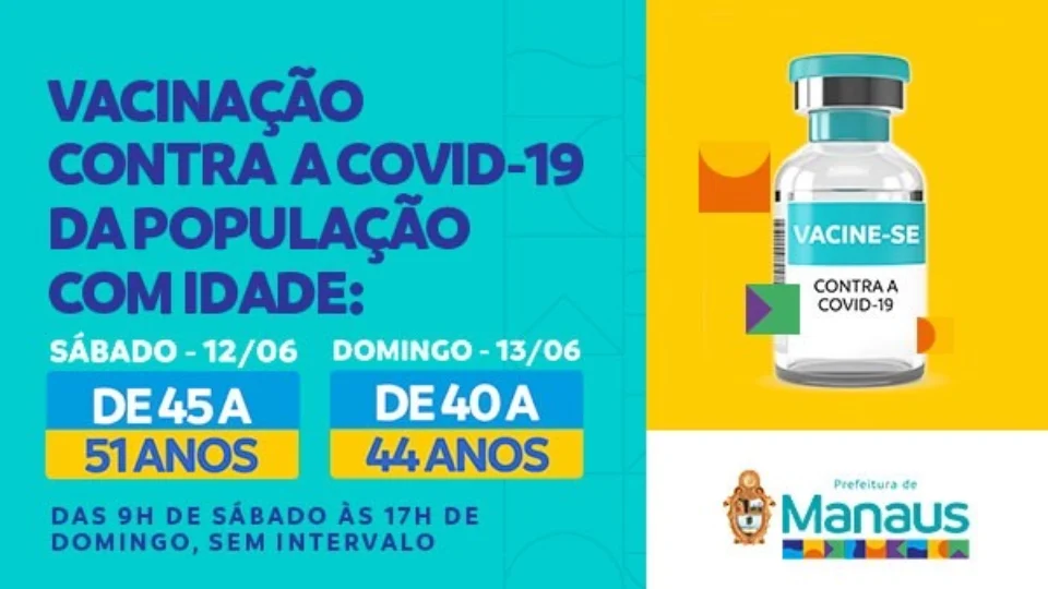 Combate à Covid-19: População de 40 a 51 anos terá 57 postos disponíveis para se vacinar neste fim de semana