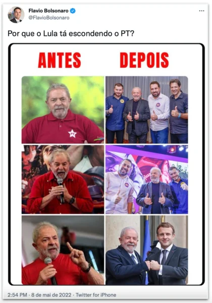 post flavio bolsonaro sobre lula