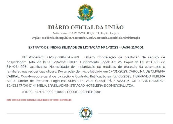 inexibilidade de licitacao