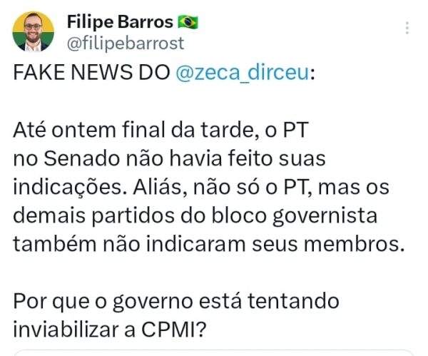 fake news zeca dirceu