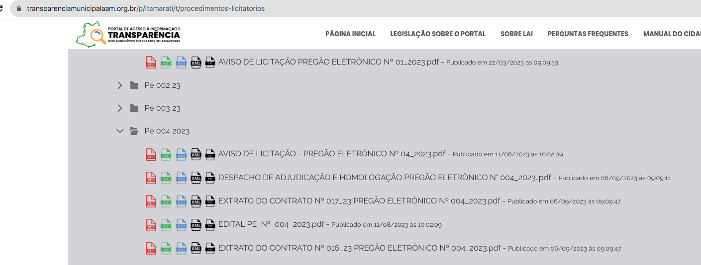 Portal de Transparência do município de Itamarati