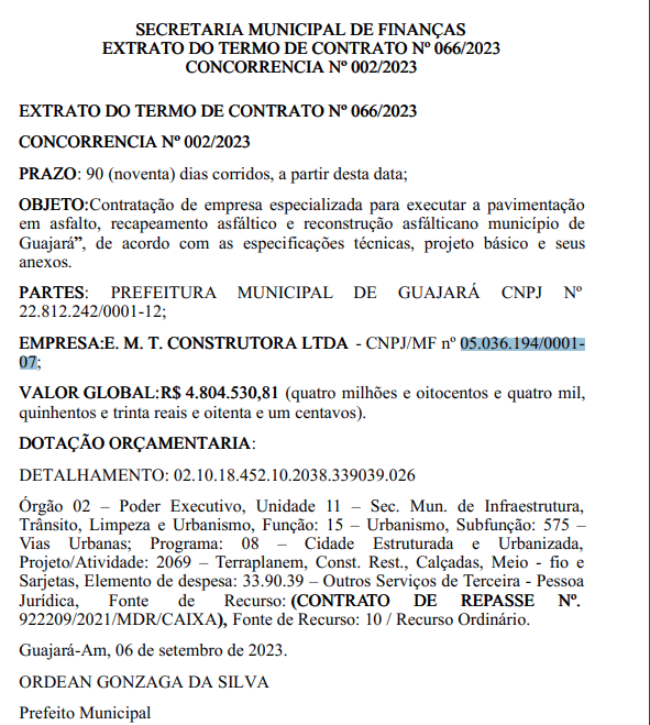 Extrato do Termo de Contrato 