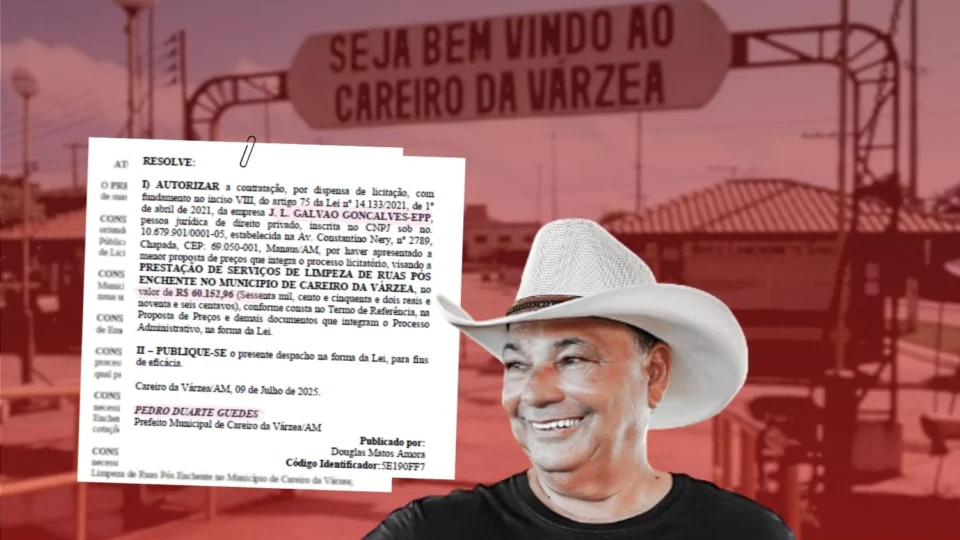 Prefeito de Careiro da Várzea gastar R$ 60 mil sem licitação para empresa lavar ruas do município