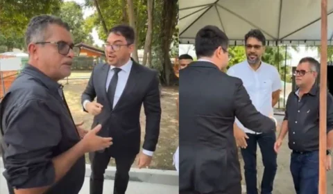 Discussão entre vereadores em visita ao Parque da Criança durante fiscalização de obras em Manaus