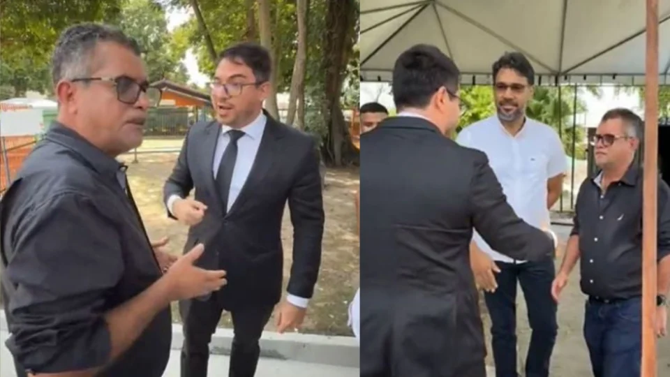 Discussão entre vereadores em visita ao Parque da Criança durante fiscalização de obras em Manaus