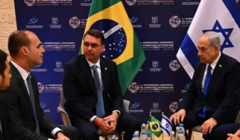 Em Israel, Flávio Bolsonaro se reúne com Netanyahu e acusa Lula de antissemitismo