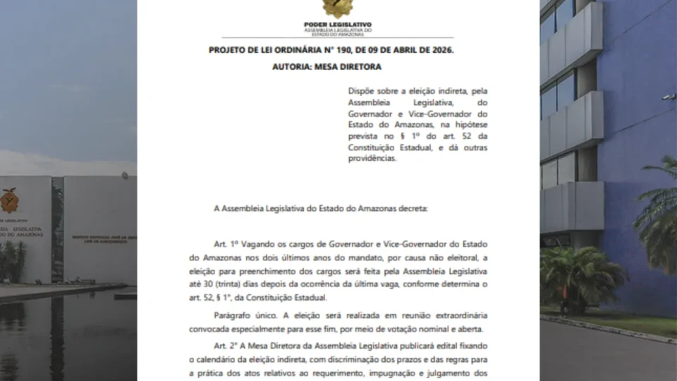 Aleam inicia tramitação de projeto que define regras para eleição indireta de novo governador