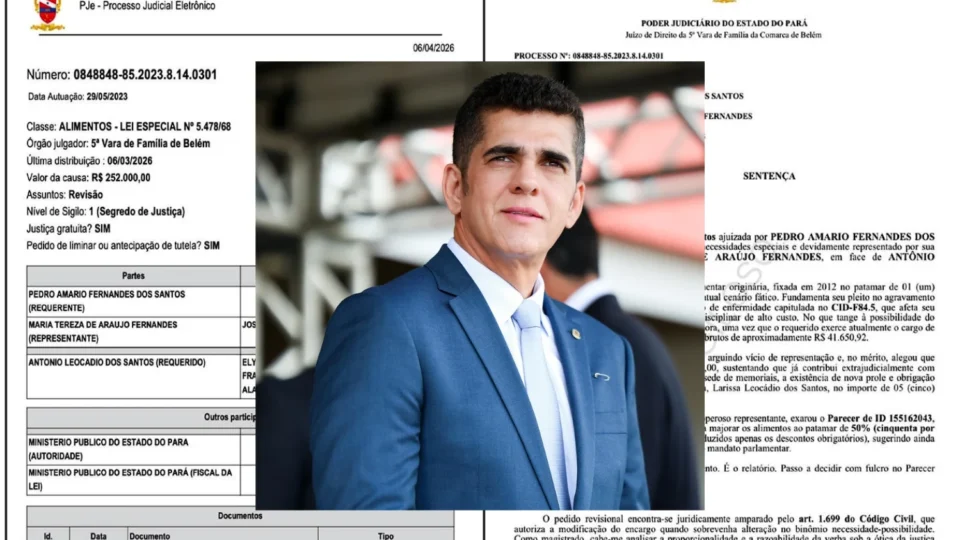 Justiça do Pará fixa pensão de 50% a deputado e decisão amplia desgaste após inelegibilidade