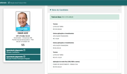 Omar Aziz é o único candidato ao Governo do AM com registro já disponível no TSE e declara R$ 2 milhões em bens