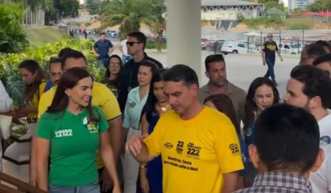 Débora Menezes recebe Flávio Bolsonaro em Manaus