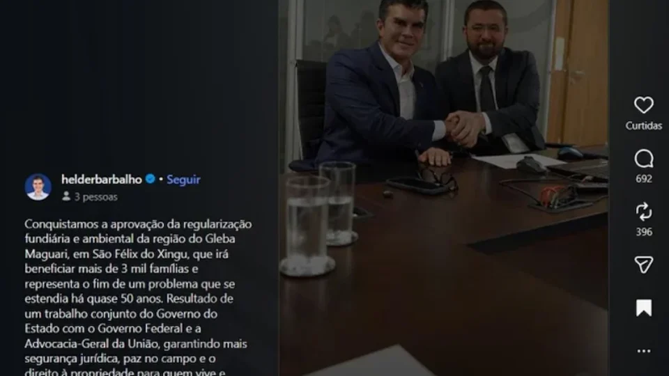 MP impugna candidatura de Helder Barbalho ao Senado por suposta continuidade no governo após renúncia